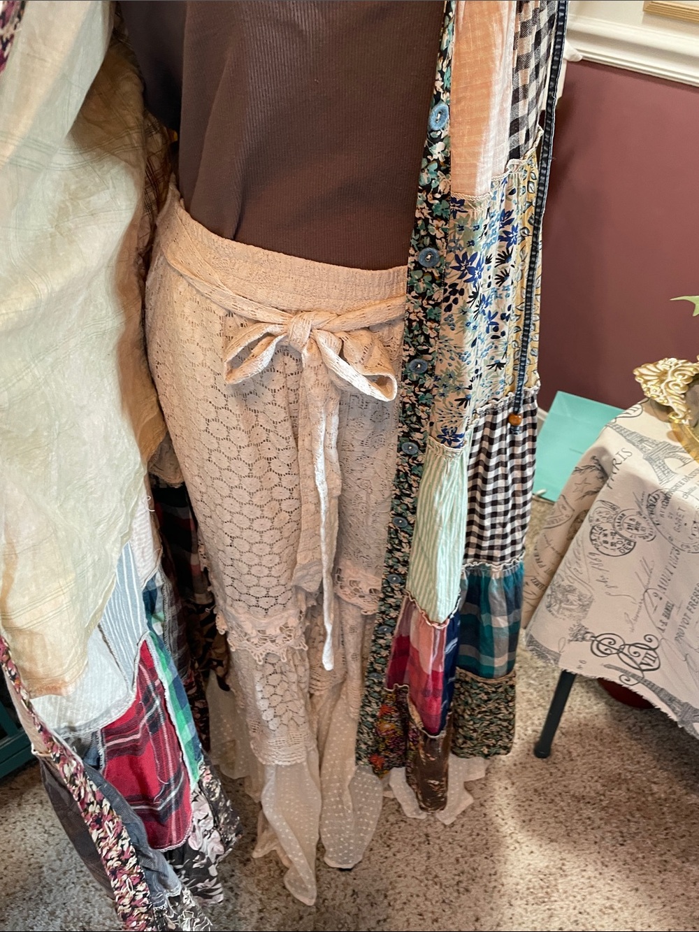 Boho Patchwork Hooded Long Duster /Dress - Multicolor Young Threads - Picture 6 of 17